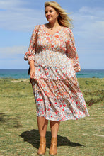 Load image into Gallery viewer, Khaki Plus Size Floral Tiered Ruffle Maxi Dress