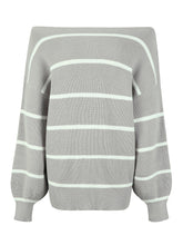 Load image into Gallery viewer, Striped Dropped Shoulder Pullover Sweater