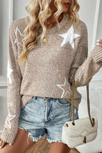 Load image into Gallery viewer, Star Round Neck Dropped Shoulder Sweater