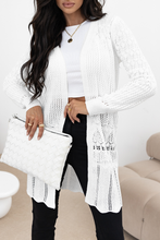 Load image into Gallery viewer, White Crochet Hollow Out Open Front Cardigan