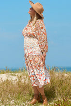 Load image into Gallery viewer, Khaki Plus Size Floral Tiered Ruffle Maxi Dress