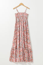 Load image into Gallery viewer, White Boho Floral Smocked Ruffled Maxi Dress