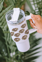 Load image into Gallery viewer, White Valentine Leopard Lips Print Thermos Cuo with Straw 1200ml