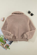 Load image into Gallery viewer, Light French Beige Zipper Pocketed Winter Fuzzy Jacket