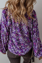 Load image into Gallery viewer, Floral Tie Neck Long Sleeve Blouse