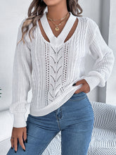 Load image into Gallery viewer, Cutout V-Neck Long Sleeve Sweater