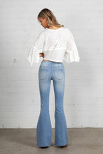 Load image into Gallery viewer, MID-RISE BANDED WIDER FLARE JEANS