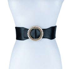 Load image into Gallery viewer, PEARL AND RHINESTONE ROUND BUCKLE BELT