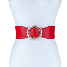 Load image into Gallery viewer, PEARL AND RHINESTONE ROUND BUCKLE BELT