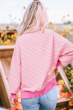 Load image into Gallery viewer, Pink Stripe Loose Drop Shoulder Long Sleeve Top