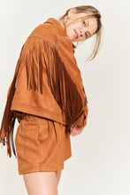 Load image into Gallery viewer, Suede Studded Fringe Jacket JJO5009