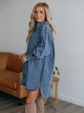 Load image into Gallery viewer, Button Up Collared Neck Long Sleeve Denim Dress