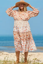 Load image into Gallery viewer, Khaki Plus Size Floral Tiered Ruffle Maxi Dress