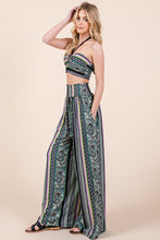 Load image into Gallery viewer, Halter Crop Top with Wide Leg Pants with Pockets