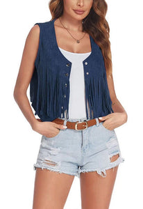 Cropped fringe vest