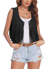 Load image into Gallery viewer, Cropped fringe vest