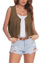 Load image into Gallery viewer, Cropped fringe vest