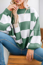 Load image into Gallery viewer, Plaid Exposed Seam Bishop Sleeve Sweater