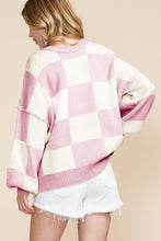 Load image into Gallery viewer, Plaid Exposed Seam Bishop Sleeve Sweater