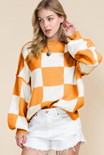 Load image into Gallery viewer, Plaid Exposed Seam Bishop Sleeve Sweater