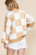 Load image into Gallery viewer, Plaid Exposed Seam Bishop Sleeve Sweater