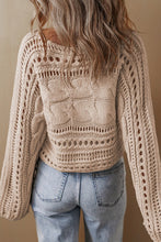 Load image into Gallery viewer, Gray Hollow-out Cable Knit Cropped Sweater