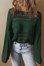 Load image into Gallery viewer, Gray Hollow-out Cable Knit Cropped Sweater