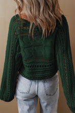 Load image into Gallery viewer, Gray Hollow-out Cable Knit Cropped Sweater