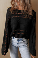 Load image into Gallery viewer, Gray Hollow-out Cable Knit Cropped Sweater