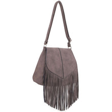 Load image into Gallery viewer, Faux Suede Fringe Flap Crossbody Bag