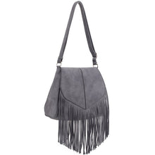 Load image into Gallery viewer, Faux Suede Fringe Flap Crossbody Bag