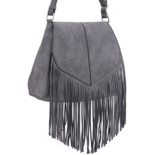 Load image into Gallery viewer, Faux Suede Fringe Flap Crossbody Bag