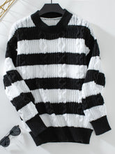 Load image into Gallery viewer, Striped Round Neck Long Sleeve Sweater