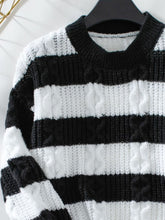 Load image into Gallery viewer, Striped Round Neck Long Sleeve Sweater