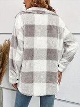 Load image into Gallery viewer, Plaid Dropped Shoulder Long Sleeve Plush Coat