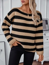 Load image into Gallery viewer, Striped Dropped Shoulder Long Sleeve Sweater