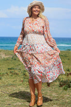 Load image into Gallery viewer, Khaki Plus Size Floral Tiered Ruffle Maxi Dress