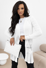 Load image into Gallery viewer, White Crochet Hollow Out Open Front Cardigan