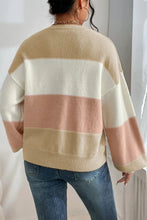 Load image into Gallery viewer, Color Block Round Neck Lantern Sleeve Sweater