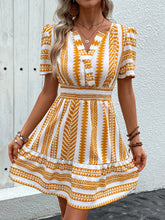 Load image into Gallery viewer, Geometric Notched Short Sleeve Mini Dress