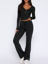 Load image into Gallery viewer, V-Neck Long Sleeve Top and Pants Set