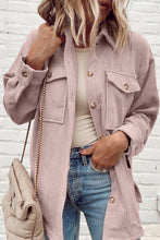 Load image into Gallery viewer, Light Pink Corduroy Flap Pocket Button Up Shacket