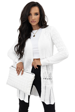 Load image into Gallery viewer, White Crochet Hollow Out Open Front Cardigan