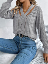 Load image into Gallery viewer, Cutout V-Neck Long Sleeve Sweater