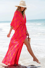 Load image into Gallery viewer, Drawstring Printed V-Neck Maxi Dress