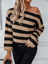 Load image into Gallery viewer, Striped Dropped Shoulder Long Sleeve Sweater