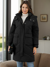 Load image into Gallery viewer, Long Sleeve Longline Hooded Winter Coat with Pockets