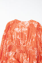 Load image into Gallery viewer, Orange Boho Floral Bishop Sleeve V Neck Tiered Maxi Dress