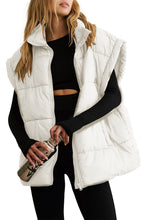 Load image into Gallery viewer, Beige Zipper Stand Neck Oversized Puffer Vest