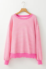 Load image into Gallery viewer, Pink Stripe Loose Drop Shoulder Long Sleeve Top